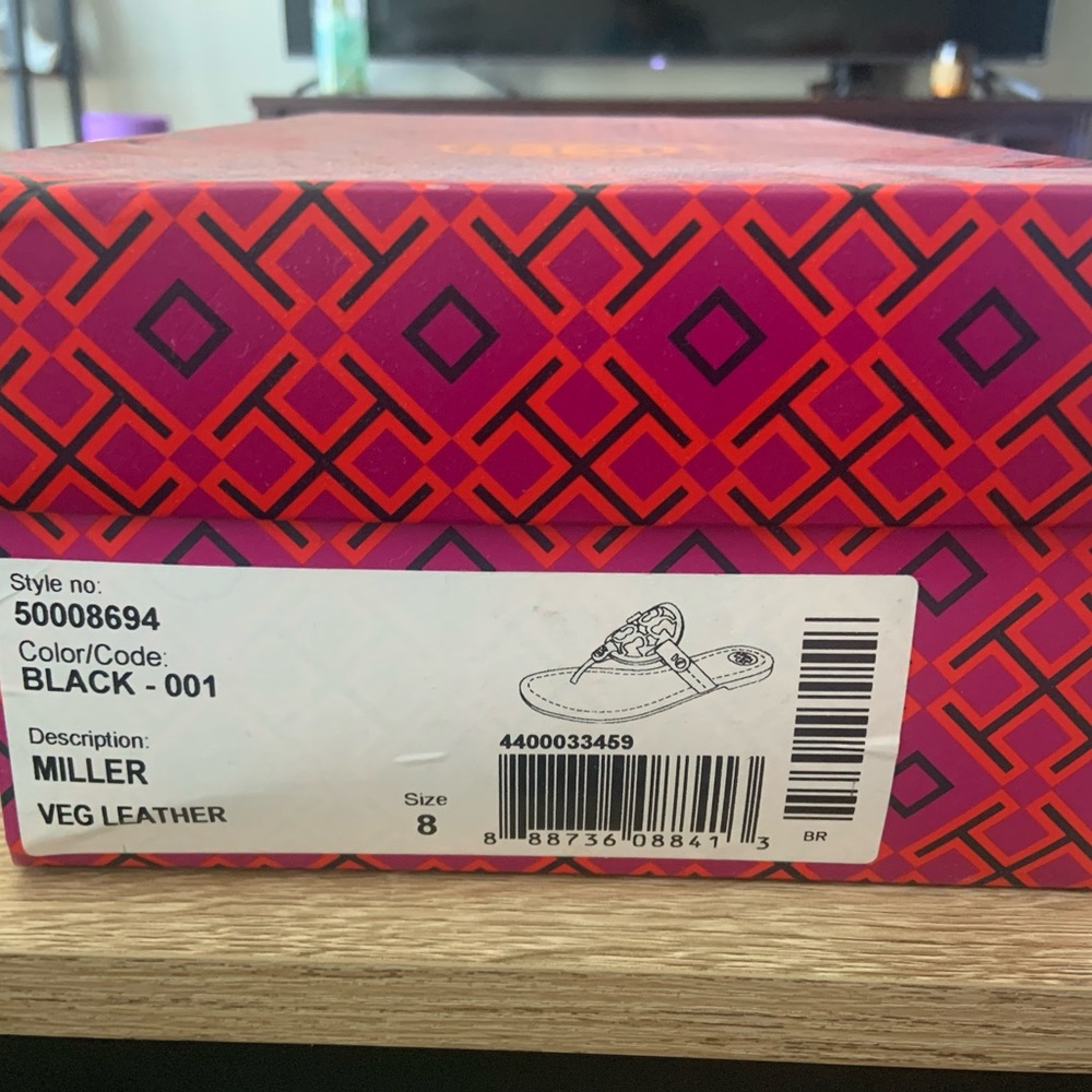 Tory Burch Black Miller Leather Sandals - Picture 2 of 15